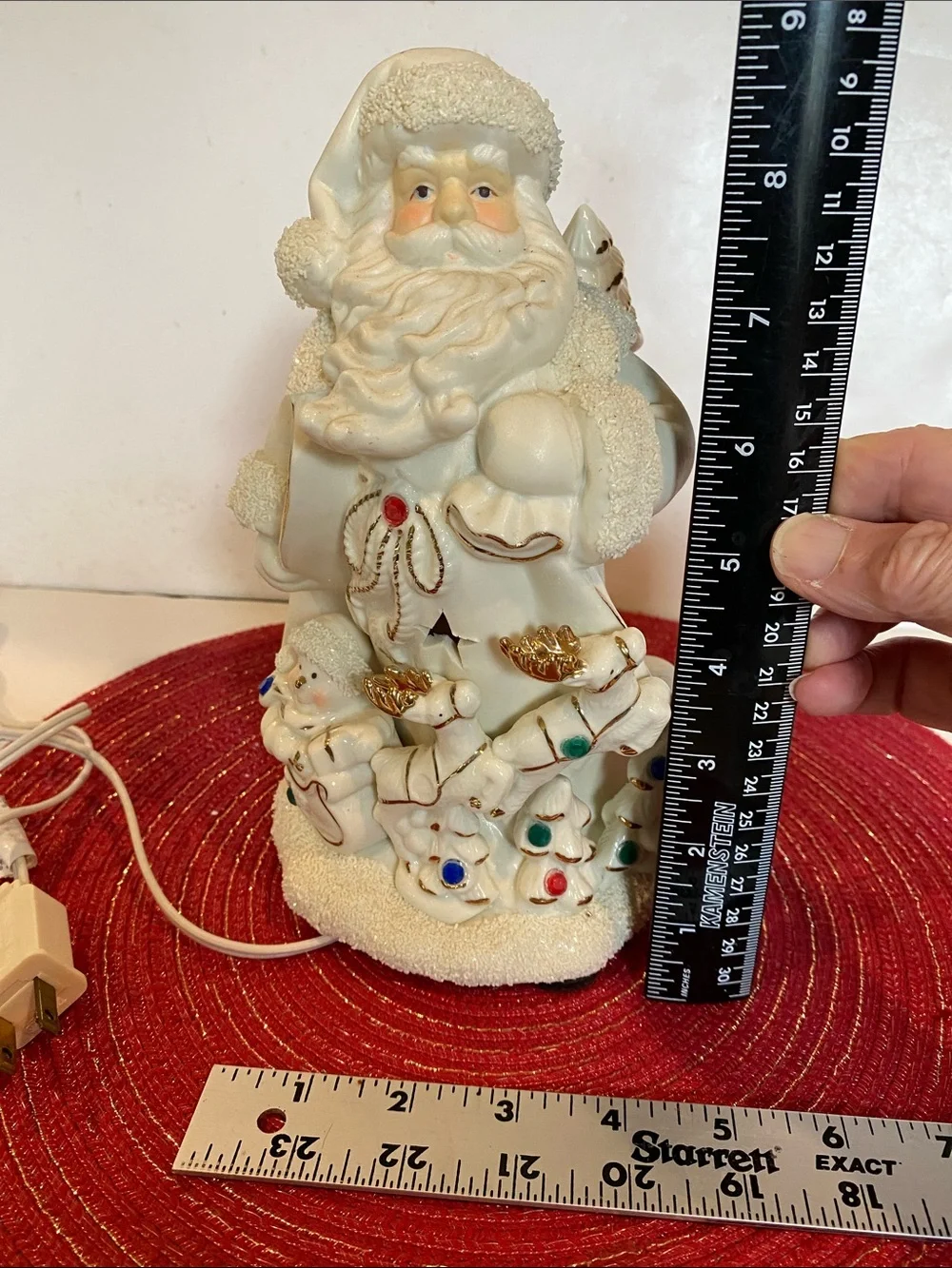 Vintage Cream Bisque Porcelain Light-up Santa Figure